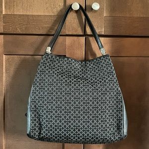 Coach monogram and leather shoulder bag.